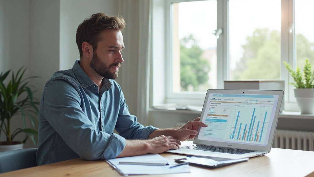 Spårning av utgifter och analys av finansiell data på laptop