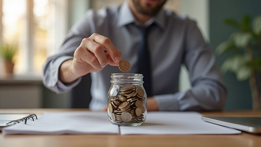 Sparstrategier och nödfond planering med spargris och mynt